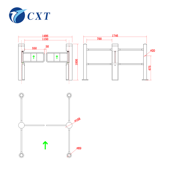 Supermarket Security Turnstile with guardrail CXT-Bw130sh